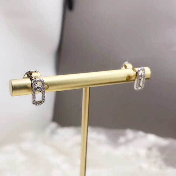 M style inspired 18k gold plated sterling silver diamond ear stud - Picture 3 of 6